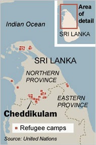 Many displacement camps are situated near Cheddikulam. 