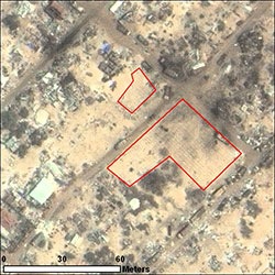 By 24 May 2009, an area across the street from the original graveyard in this image has been cleared and is also being used for burials. AAAS analysis suggested that 342 new graves were dug at this site in Sri Lanka's "no-fire zone" following the 9-10 May episode of renewed fighting.