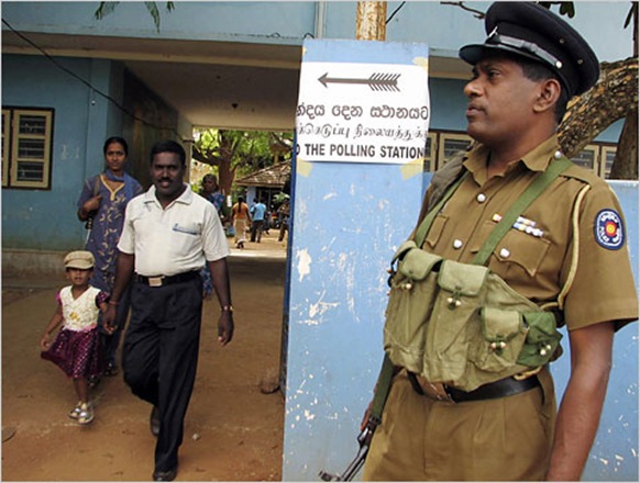 Voters left a polling place in Vavuniya, Sri Lanka, on Saturday, during the town’s first local elections in more than a decade.
