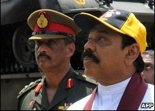 Gen Fonseka (left) is said to be at odds with President Rajapaksa (right)