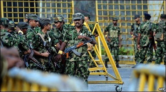 Sri Lanka's military initially denied troops were stationed outside the hotel