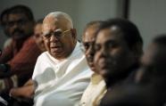 Tamil minority party leader Rajavayothi Sampanthan addresses reporters