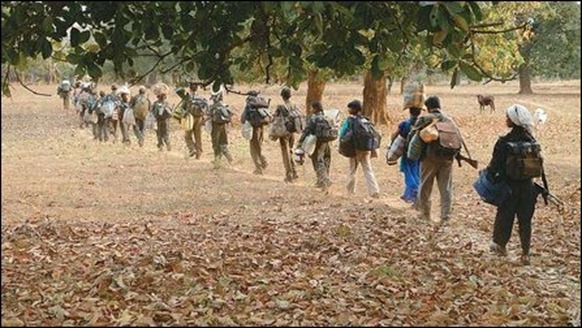 The Maoists are always on move. [Photo courtesy: outlookindia.com]