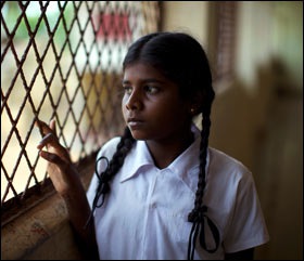 ORPHANED BY WAR: A forlorn girl at Uppuveli 