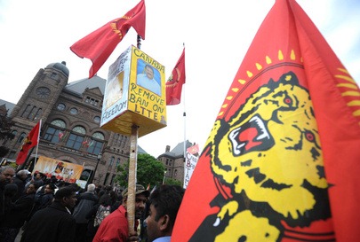 Thousands of Tamils gathered at Queen's Park to mark the one-year anniversary of the end of the civil war in Sri Lanka.