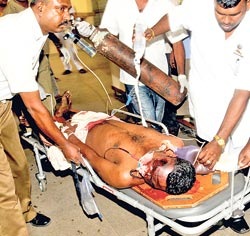 An injured bystander being attended to in hospital
