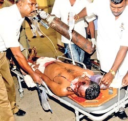 An injured bystander being attended to in hospital