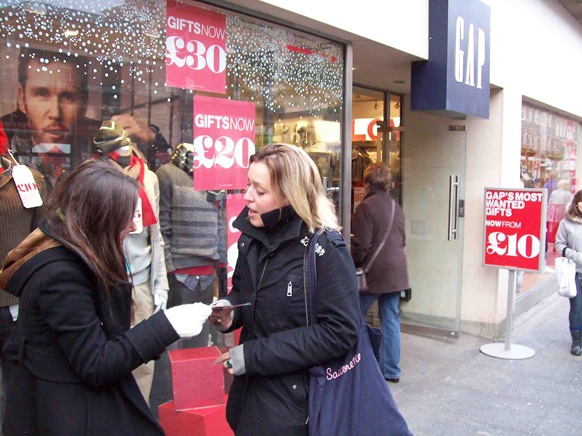 Campaigner talking to the public