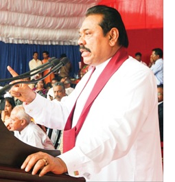 President Mahinda Rajapaksa addressing the gathering at the Thai Pongal festival in Jaffna on January 15