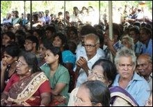 A section of the residents awaiting resettlement in their land occupied by SLA in the High Security Zone in Valikaamam