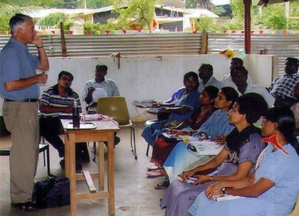 Teaching Tamil Tiger medical students in Sri Lanka in 2005. 