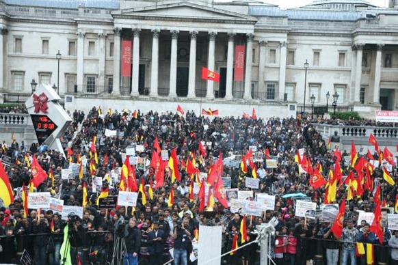 Special Arrangement British Tamils at the vigil held in Trafalgar Square. 