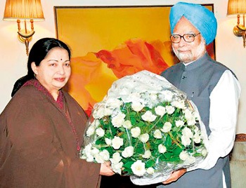 Chief Minister Jayalalithaa meets Indian Prime Minister Manmohan Singh on June 15 in New Delhi. Pic courtesy Hindu