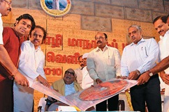 Old Pedestal: Karunanidhi at the World Tamil Conference in Coimbatore last year
