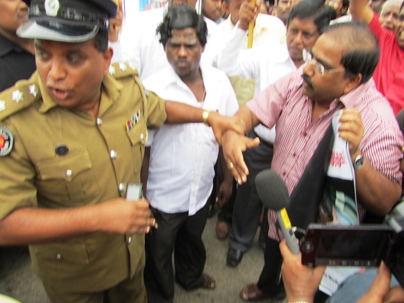 The treatment meted out to Tamil parliamentarian Suresh Premachandran by the Sri Lanka Police at the rally in Jaffna
