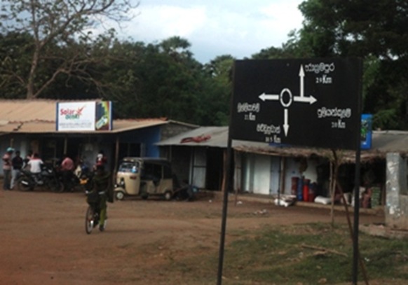 A Sinhala-only signboard at an important junction in Puthukudyiruppu