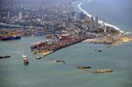 Construction work can be seen on a new jetty in the port of Colombo in July (AFP File, Ishara S.Kodikara)