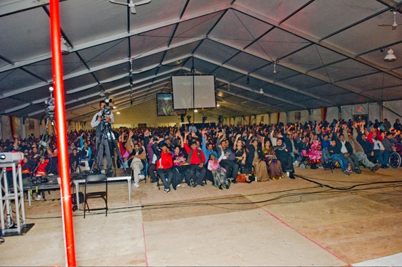 Attendees at Toronto Heroe's Day showing support for sovereignty 