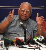 The Hindu A file picture of TNA leader R. Sampanthan during a press meet in New Delhi. Photo: V.V. Krishnan. 