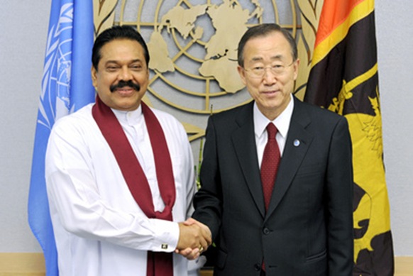 (c) UN Photo Mahinda Rajapaksa & Ban, reaction to Killing Fields and LLRC not seen