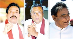 Mahinda Rajapaksa, Chamal Rajapaksa and D. M. Jayaratne