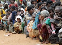 Tamil refugees in internment camp
