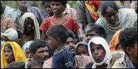 Tamil refugees in internment camp