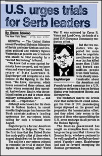 Acting U.S. Secretary of State Larry Eagleburger publicly condemns Karadzic 