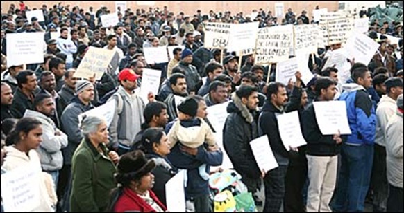 Srilankan asylum seekers protesting against deportations in 2009