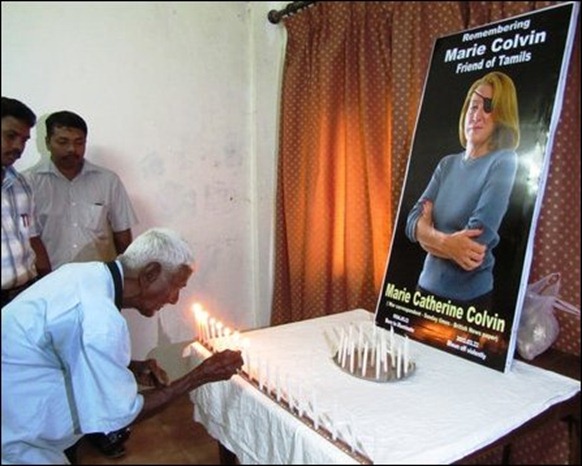 Senior journalist K. Kathiravelu paying tribute to the late Ms. Marie Colvin