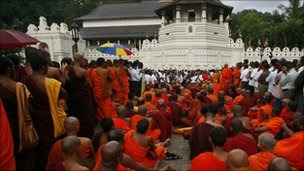 Theravada Buddhist monks play a prominent public role in Sri Lanka