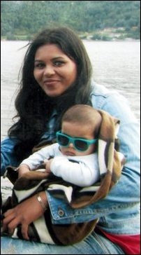 Garolin with her child, photo taken from a framed picture in her house in Jaffna