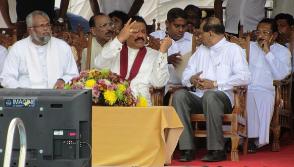 Rajapaksa and his son came to the opening ceremony of the swimming pool with a team of swimmers from South