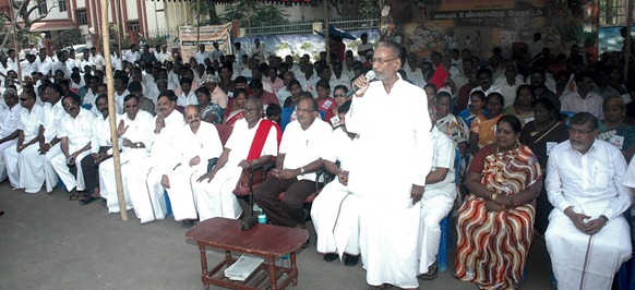 Pazha Nedumaran addressing the gathering organised by the CPI