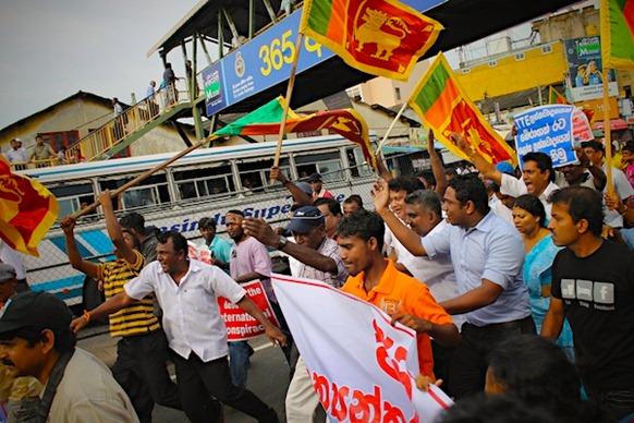 Photo courtesy Vikalpa, from protest against US resolution in Colombo, 27 February 2012