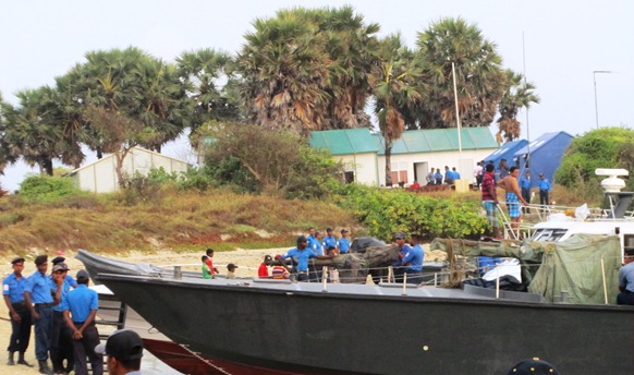 Part of permanent naval buildings at the uninhabited island of Kachcha-theevu