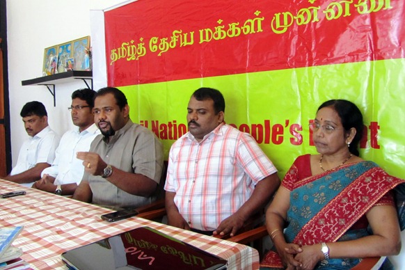 The TNPF press meet was held by Mr. Gajendrakumar Ponnampalam along with party officials S. Kajedren, Pathmini Sithamparanathan and Manivannan