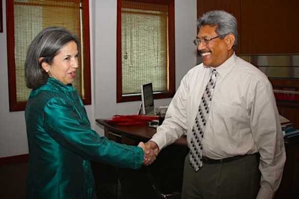 Maria Otero, US Under Secretary, Civilian Security, Democracy and Human Rights meets Gotabaya Rajapaksa, Secretary of Defence in February 2012. Photo courtesy Lanka Standard.