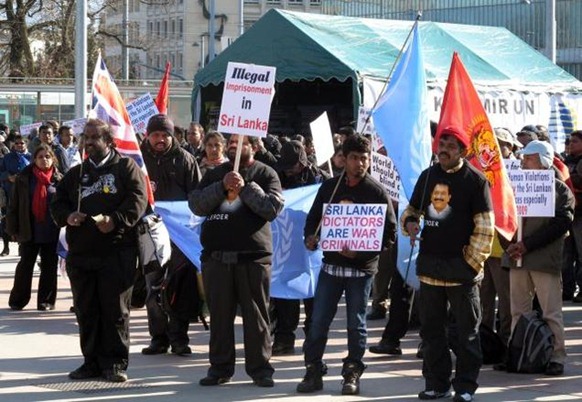 AP Sri Lankan Tamils protest outside the United Nations' European headquarters to demand an international investigation of alleged war crimes in Sri Lanka, in Geneva, Switzerland. File photo. 