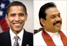 Barack Obama and Mahinda Rajapaksa