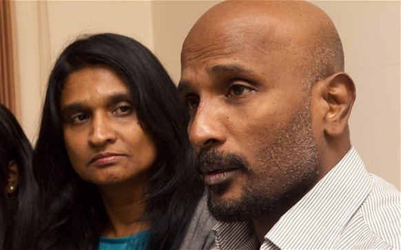 Premakumar Gunaratnam and his wife Champa Somartana  Photo: EPA