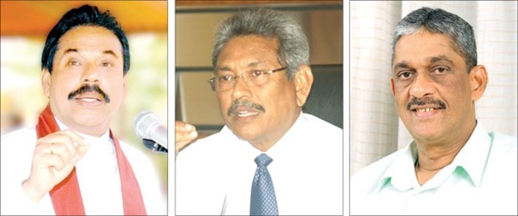 Mahinda Rajapaksa, Gotabaya Rajapaksa and Sarath Fonseka