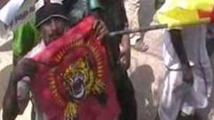 The display of flags associated with the rebels is strictly forbidden in Sri Lanka