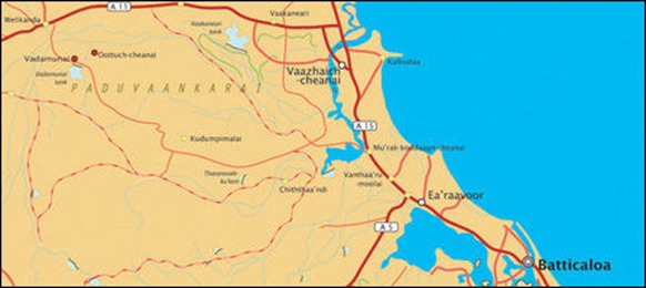 The locality of Oottuch-cheanai and Vadamunai in Paduvaankarai region