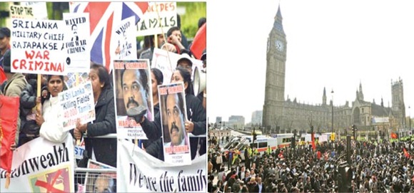 Thousands of Tamil Diaspora members were mobilsed to mar President Rajapaksa’s visit to London.