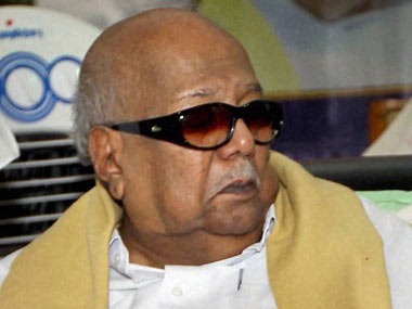 Karunanidhi at his birthday celebrations on Sunday. PTI