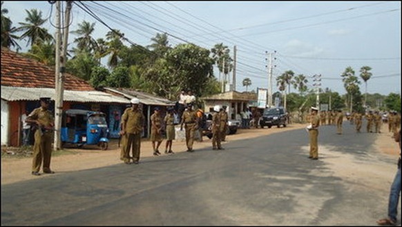 SL Police was deployed in large numbers in Vavuniyaa on the funeral day