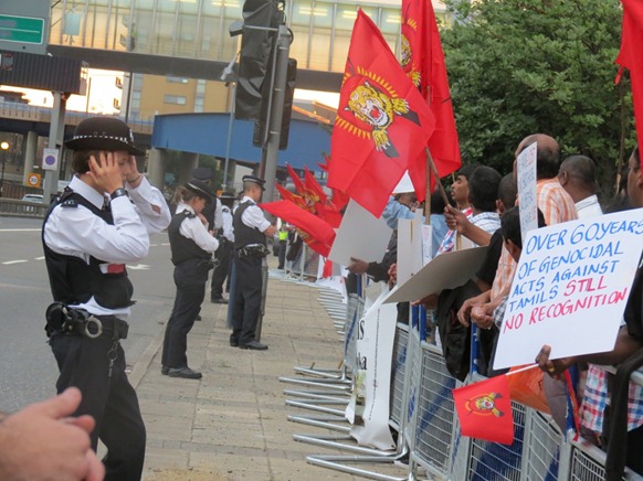 Protestors along Aspen Way