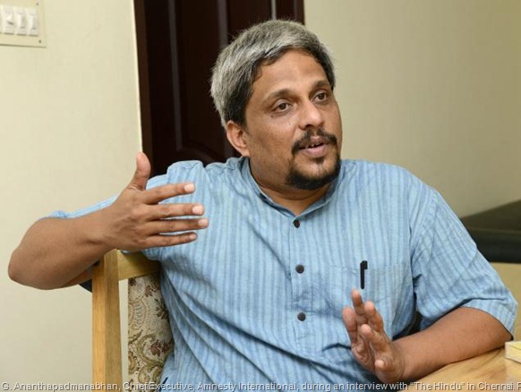 G. Ananthapadmanabhan, Chief Executive, Amnesty International, during an interview with “The Hindu” in Chennai. Photo: R. Ravindran 