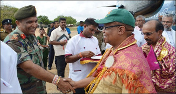 Commonwealth parliamentary delegates visiting Jaffna, received by the occupying Sinhala military commander Maj Gen Mahinda Hathurusinghe [Photo courtesy: Sri Lanka Army in Jaffna]